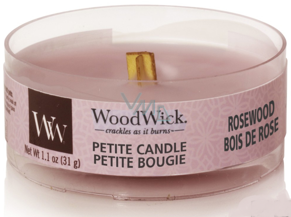 WoodWick Rosewood - Rosewood scented candle with wooden wick petite 31 g - VMD  parfumerie - drogerie