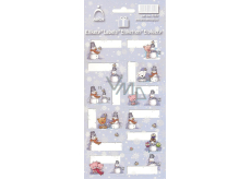 Arch Christmas Labels Stickers Snowmen Light Blue Arch of 12 Labels