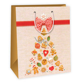 Ditipo Gift paper bag 26.4 x 13.6 x 32.7 cm beige with gingerbread AB