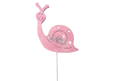 Wooden snail 8 cm pink + wire