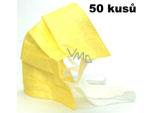 Veil 3 layers protective medical non-woven disposable, low breathing resistance 50 pieces yellow 99% with wide rubber bands