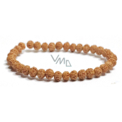 Rudraksha elastic bracelet made of natural seed, ball 6 mm / 16 - 17 cm