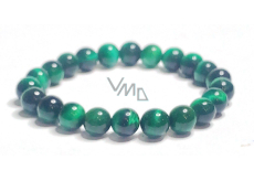 Tiger's eye green bracelet elastic natural stone, ball 8 mm / 16-17 cm, stone of sun and earth, brings luck and wealth