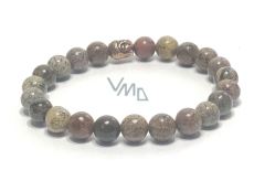 Jasper dark bracelet elastic natural stone, ball 8 mm / 16-17 cm, stone of positive energy