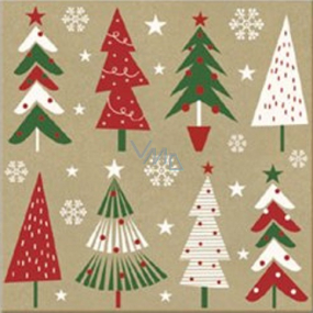 Nekupto Paper napkins 3 layers 33 x 33 cm 20 pieces Christmas beige coloured trees