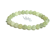 Serpentine green bracelet elastic natural stone, bead 8 mm / 16-17 cm, healing stone