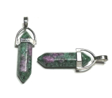 Anyolite / Ruby in Zoisite pendulum hexagon pendant natural stone 41 x 13 mm, relieves in times of sadness