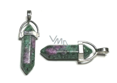 Anyolite / Ruby in Zoisite pendulum hexagon pendant natural stone 41 x 13 mm, relieves in times of sadness