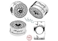 Charm Sterling silver 925 Happy Anniversary, stopper, clip bead for bracelet