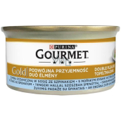 Gourmet Gold Double Pleasure with sea fish in juice with spinach canned for adult cats 85 g