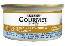 Gourmet Gold Double Pleasure with sea fish in juice with spinach canned for adult cats 85 g