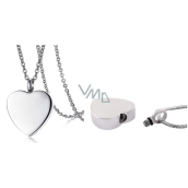 Commemorative urn pendant, Heart matt waterproof, Stainless steel 25 x 20 mm + chain 50 cm