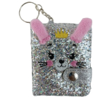 Albi Bunny keyring glitter block 7,5 x 6 cm