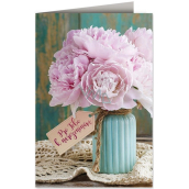 Nekupto Birthday Card Vase Peonies 115 x 170 mm