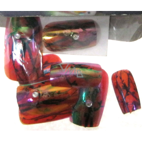 Colored artificial nails with a stone 10 pieces