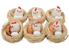 Nests with chicken and egg 5.5 cm 6 pieces in a box