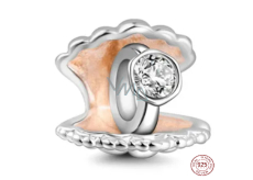 Charm Sterling silver 925 Ring in shell, bead on bracelet symbol