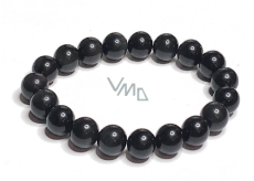 Obsidian bracelet elastic natural stone, ball 10 mm / 16-17 cm, rescue stone