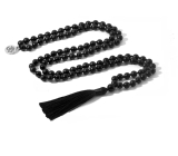 108 Mala Onyx necklace matt meditation jewellery, natural stone, knotted tassel, bead 8 mm