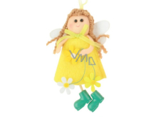 Yellow felt fairy for hanging 12 cm