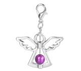 Guardian angel pendant with purple bead 29 x 37 mm 1 piece