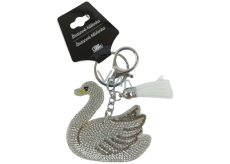 Albi White rhinestone swan keychain