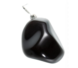 Obsidian black Trommel pendant natural stone M, approx. 3 cm, rescue stone