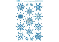 Arch Christmas sticker, window film without adhesive Stars blue with glitters 35 x 25 cm