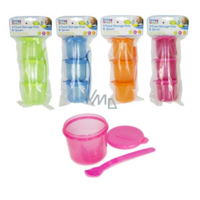 First Step Travel feeding set 3 closable jars + spoon yellow, for children 6+