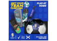 Rexona Euro 2024 Advanced Protection Invisible antiperspirant spray 150 ml + Axe Jungle Fresh deodorant spray 150 ml + Dove Men +Care Clean Comfort shower gel 250 ml + football ball + pump, gift set for men