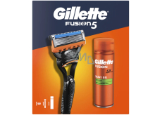 Gillette Fusion 5 razor + 1 replacement blade + 5x Action shaving gel 200 ml, grooming set for men