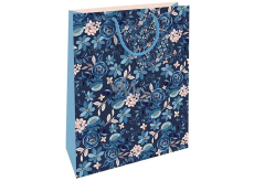 Nekupto Gift paper bag 32,5 x 26 x 13 cm Floral pattern blue