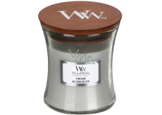 WoodWick Fireside - Fire in the fireplace scented candle with wooden wick and lid glass small 85 g