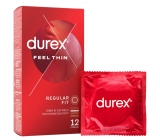 Durex Feel Thin Regular Fit Extra Thin Latex Condoms, regular lubrication, nominal width: 56 mm 12 pcs