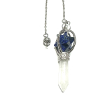 Lapis Lazuli Merkaba pendulum + clear quartz, natural stone pendant, stone of transformation