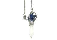 Lapis Lazuli Merkaba pendulum + clear quartz, natural stone pendant, stone of transformation