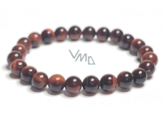 Tiger eye red / Bull's eye bracelet elastic natural stone, ball 8 mm / 16-17 cm, stone of the sun and earth, brings luck and wealth