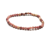 Rhodonite elastic bracelet natural stone, 4 mm bead / 19 cm, stone of forgiveness