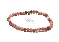 Rhodonite elastic bracelet natural stone, 4 mm bead / 19 cm, stone of forgiveness