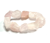 Rose quartz bracelet, elastic natural stone, 19 x 15 x 27 mm / 16 - 17 cm, stone of love