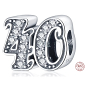 Charm Sterling silver 925 40 anniversary, bead on bracelet