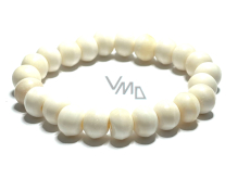 Bone from Yak white Tibetan bracelet elastic natural stone, bead 10 mm / 16 - 17cm, protective item, amulet