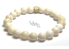 Ivory elastic bracelet made of natural ivory, ball 8 mm / 16 - 17 cm