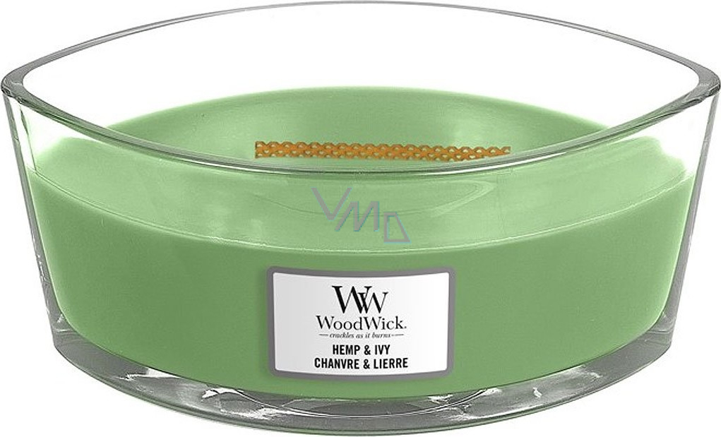 WoodWick Hemp Ivy Hemp And Ivy Scented Candle With Wooden Wide Wick And Boat Lid 453 G VMD