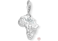 Charm Sterling silver 925 Africa, 5 continents in the form of rulers of the animal kingdom, lobster clasp pendant on travel bracelet