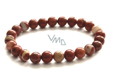 Red Jasper elastic bracelet natural stone, 8 mm beads / 16 - 17 cm, stone of complete care