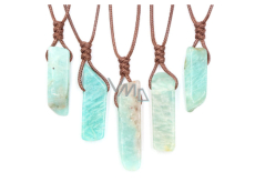 Amazonite pendant adjustable size, stone approx. 3,5 - 5 cm, rope adjustable size approx. 60 - 70 cm, stone of hope