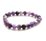 Amethyst bracelet elastic natural stone, 8 mm bead / 16 - 17 cm, stone of kings and bishops