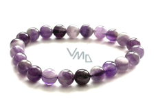 Amethyst bracelet elastic natural stone, 8 mm bead / 16 - 17 cm, stone of kings and bishops