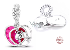 Sterling silver 925 Couple in love, 2in1 heart pendant on love bracelet